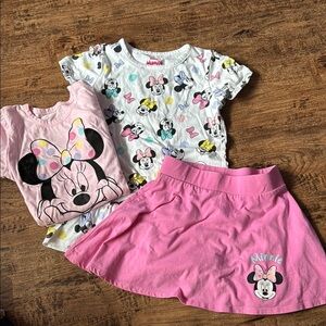 Pink Minnie Mouse T-Shirt and Skirt Set 3 pieces